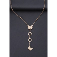 Çelik Rose Renk Kelebek Tasarımlı Kadın Kolye Çelik Rose Renk Kelebek Tasarımlı Kadın Kolye