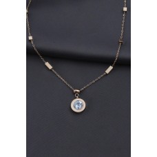 Çelik Rose Renk Kristal Taşlı Oval Tasarımlı Kadın Kolye Çelik Rose Renk Kristal Taşlı Oval Tasarımlı Kadın Kolye