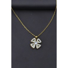 Çelik Gold Renk Zirkon Taşlı Çiçek Tasarımlı Kadın Kolye Çelik Gold Renk Zirkon Taşlı Çiçek Tasarımlı Kadın Kolye