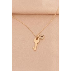 Gold Metal Minimal Taşlı Anahtar Kilit Kolye Gold Metal Minimal Taşlı Anahtar Kilit Kolye