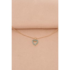 Gold Metal Minimal Mavi Taşlı Kalp Kolye Gold Metal Minimal Mavi Taşlı Kalp Kolye