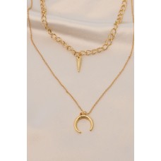 Gold Renk Metal Çift Zincirli Aksesuarlı Kolye Gold Renk Metal Çift Zincirli Aksesuarlı Kolye