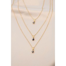 Gold Renk Metal Çoklu Nazar Boncuklu Kolye Gold Renk Metal Çoklu Nazar Boncuklu Kolye