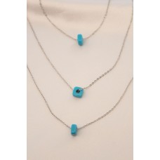 Gümüş Renk Metal Çoklu Mavi Taşlı Kolye Gümüş Renk Metal Çoklu Mavi Taşlı Kolye