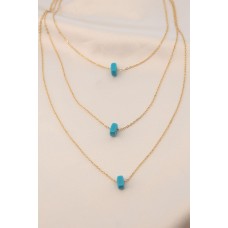 Gold Renk Metal Çoklu Mavi Taşlı Kolye Gold Renk Metal Çoklu Mavi Taşlı Kolye