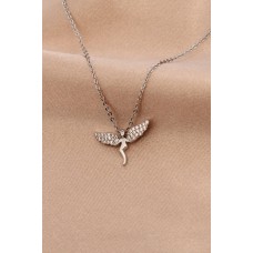 Gümüş Renk Metal Zirkon Taşlı Peri Kolye Gümüş Renk Metal Zirkon Taşlı Peri Kolye