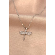 Gümüş Renk Metal Zirkon Taşlı Yusufçuk Kolye Gümüş Renk Metal Zirkon Taşlı Yusufçuk Kolye