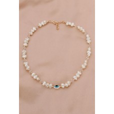 Gold Renk Metal İncili Göz Detay Kadın Kolye Gold Renk Metal İncili Göz Detay Kadın Kolye