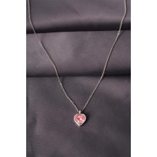 Gold Renk Metal Zirkon Taşlı Pembe Kalp Model Kadın Kolye Gold Renk Metal Zirkon Taşlı Pembe Kalp Model Kadın Kolye