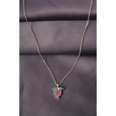 Gümüş Renk Metal Zirkon Taşlı Üzüm Figürlü Kadın Kolye Gümüş Renk Metal Zirkon Taşlı Üzüm Figürlü Kadın Kolye