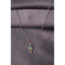 Gümüş Renk Metal Zirkon Taş Palmiye Ağaç Tasarımlı Kadın Kolye Gümüş Renk Metal Zirkon Taş Palmiye Ağaç Tasarımlı Kadın Kolye