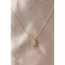 Gold Renk Metal Zirkon Taş Su Damlası Tasarımlı Kadın Kolye Gold Renk Metal Zirkon Taş Su Damlası Tasarımlı Kadın Kolye