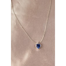 Gümüş Renk Metal Mavi Zirkon Taşlı Kalp Desen Kadın Kolye Gümüş Renk Metal Mavi Zirkon Taşlı Kalp Desen Kadın Kolye