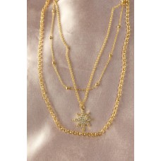 Gold Renk Metal Zirkon Taş Yıldız Detay Çoklu Kadın Kolye Gold Renk Metal Zirkon Taş Yıldız Detay Çoklu Kadın Kolye