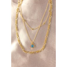 Gold Renk Metal Nazar Boncuk Detay Çoklu Kadın Kolye Gold Renk Metal Nazar Boncuk Detay Çoklu Kadın Kolye