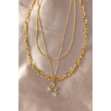 Gold Renk Metal Zirkon Taşlı Yıldız Detay Çoklu Kadın Kolye Gold Renk Metal Zirkon Taşlı Yıldız Detay Çoklu Kadın Kolye