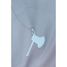 Çelik Uçlu Balta Figürlü Gümüş Renk Zincir Kolye Çelik Uçlu Balta Figürlü Gümüş Renk Zincir Kolye