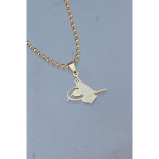 Çelik Uçlu Tuğra Tasarımlı Gold Renk Zincir Kolye Çelik Uçlu Tuğra Tasarımlı Gold Renk Zincir Kolye