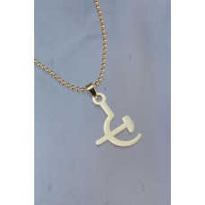 Çelik Uçlu Orak ve Balta Tasarımlı Gold Renk Zincir Kolye Çelik Uçlu Orak ve Balta Tasarımlı Gold Renk Zincir Kolye