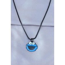 Kurabiye Canavarı Tasarımlı Siyah Zincirli Erkek Kolye Kurabiye Canavarı Tasarımlı Siyah Zincirli Erkek Kolye