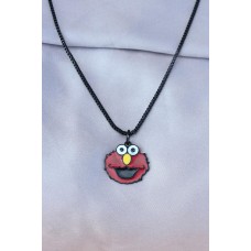 Kurabiye Canavarı Elmo Tasarımlı Siyah Zincirli Erkek Kolye Kurabiye Canavarı Elmo Tasarımlı Siyah Zincirli Erkek Kolye