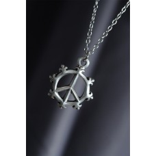 Barış İşareti Model Gümüş Renk Metal Zincirli Erkek Kolye Barış İşareti Model Gümüş Renk Metal Zincirli Erkek Kolye