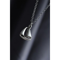 Yelken Model Gümüş Renk Metal Zincirli Erkek Kolye Yelken Model Gümüş Renk Metal Zincirli Erkek Kolye