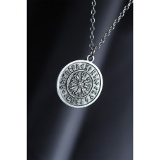 Viking Pusulası Model Gümüş Renk Metal Zincirli Erkek Kolye Viking Pusulası Model Gümüş Renk Metal Zincirli Erkek Kolye