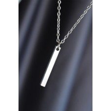 Küçük Boy Bar Model Gümüş Renk Metal Zincirli Erkek Kolye Küçük Boy Bar Model Gümüş Renk Metal Zincirli Erkek Kolye