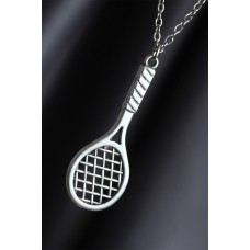 Tenis Raketi Figürlü Gümüş Renk Zincirli Erkek Kolye Tenis Raketi Figürlü Gümüş Renk Zincirli Erkek Kolye