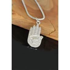 Fatma Ana Eli Tasarım Silver Renk Zincirli Erkek Kolye Fatma Ana Eli Tasarım Silver Renk Zincirli Erkek Kolye