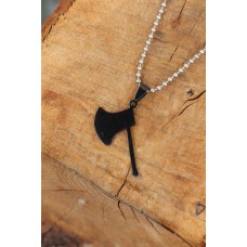 Siyah Renk Metal Balta Uçlu Top Zincirli Erkek Kolye Siyah Renk Metal Balta Uçlu Top Zincirli Erkek Kolye