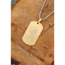 Gold Renk Metal Atatürk İmza Uçlu Top Zincirli Erkek Kolye Gold Renk Metal Atatürk İmza Uçlu Top Zincirli Erkek Kolye