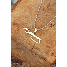 Gold Renk Metal Atatürk İmza Uçlu Top Zincirli Erkek Kolye Gold Renk Metal Atatürk İmza Uçlu Top Zincirli Erkek Kolye