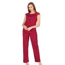 Sistina 1632 Penye Pijama Takım Bordo