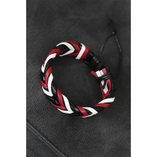 Bordo Beyaz Siyah Örgü Deri Erkek Bileklik Bordo Beyaz Siyah Örgü Deri Erkek Bileklik