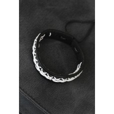 Beyaz Dikişli Siyah Renk Deri Erkek Bileklik Beyaz Dikişli Siyah Renk Deri Erkek Bileklik