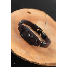 Siyah Sonsuzluklu Metal Aksesuarlı Kahverengi Deri Erkek Bileklik Siyah Sonsuzluklu Metal Aksesuarlı Kahverengi Deri Erkek Bileklik