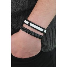 Siyah Beyaz Renk Deri Erkek Bileklik Kombini Siyah Beyaz Renk Deri Erkek Bileklik Kombini