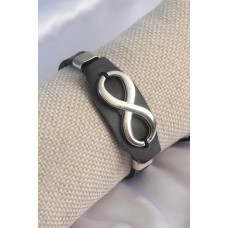 Siyah Deri Gümüş Sonsuzluk İşareti İpli Erkek Bileklik Siyah Deri Gümüş Sonsuzluk İşareti İpli Erkek Bileklik