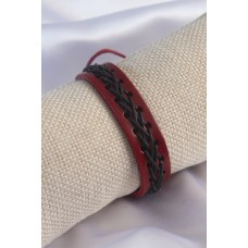 Bordo Renk Siyah İpli Deri Erkek Bileklik Bordo Renk Siyah İpli Deri Erkek Bileklik