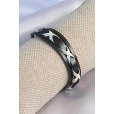 Siyah Beyaz Deri İpli Erkek Bileklik Siyah Beyaz Deri İpli Erkek Bileklik