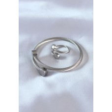 Çelik Gümüş Renk Sıkı Burgu Model Erkek Bileklik Yüzük Seti Çelik Gümüş Renk Sıkı Burgu Model Erkek Bileklik Yüzük Seti