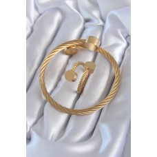 316L Çelik Gold Renk Sarmal Model Erkek Bileklik Yüzük Kombini Altın 316L Çelik Gold Renk Sarmal Model Erkek Bileklik Yüzük Kombini Altın
