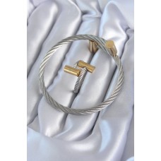 316L Çelik Gümüş Renk Gold Detay Sarmal Model Erkek Bileklik Yüzük Kombini 316L Çelik Gümüş Renk Gold Detay Sarmal Model Erkek Bileklik Yüzük Kombini